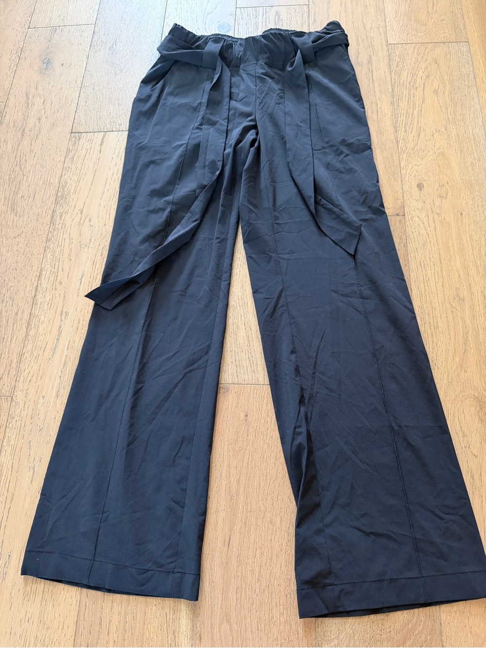 Athleta Black Paperbag-Waist Wide Leg Pants